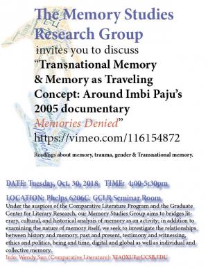 Memory Studies Research Group Flyer